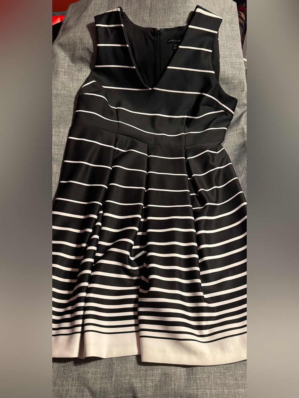 Lane Bryant Black and White Striped Fit-and-Flare Dress